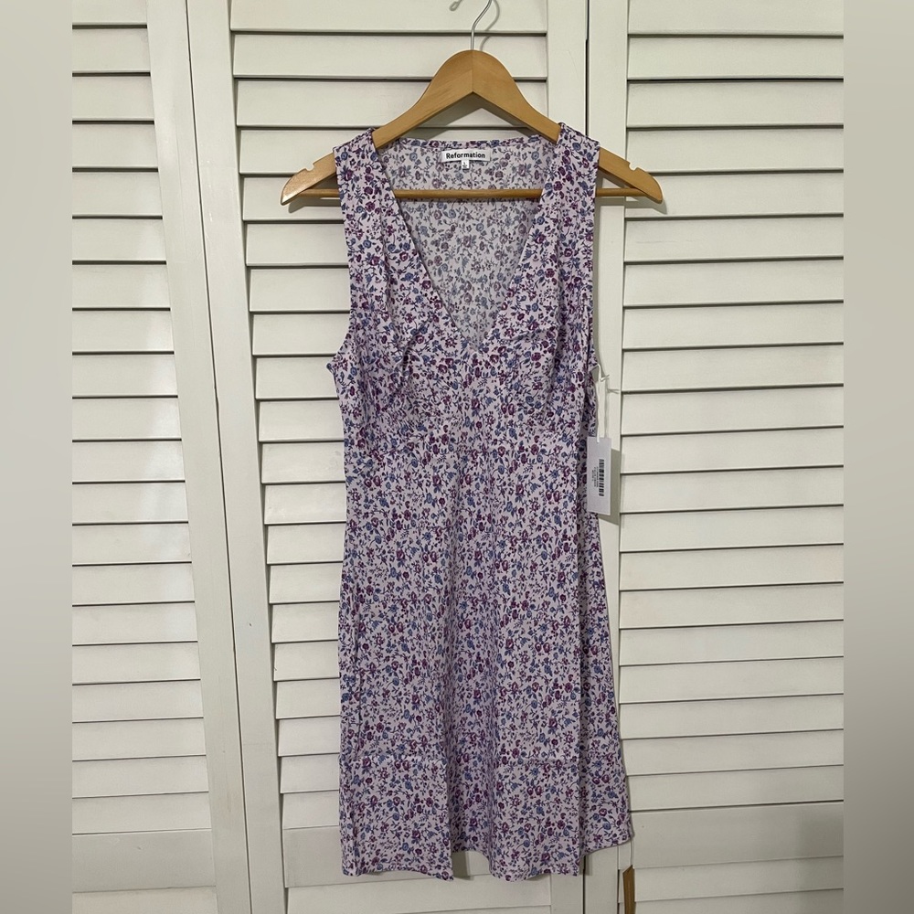 reformation calix dress NWT lavender and blue